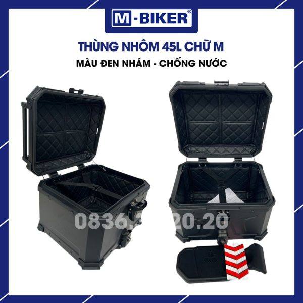 Thùng nhôm 45L chữ M MBiker gắn sau xe máy xe PKL