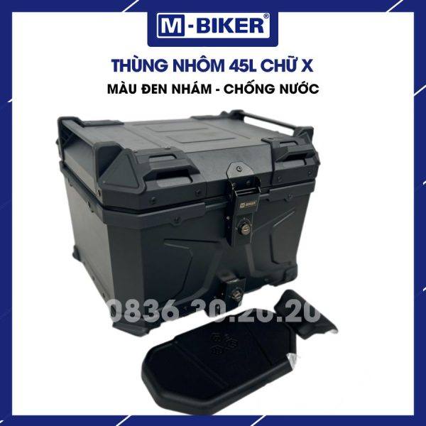 Thùng nhôm 45L chữ M MBiker gắn sau xe máy xe PKL