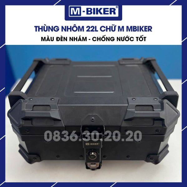 Thùng nhôm 22L chữ M MBiker gắn sau xe máy