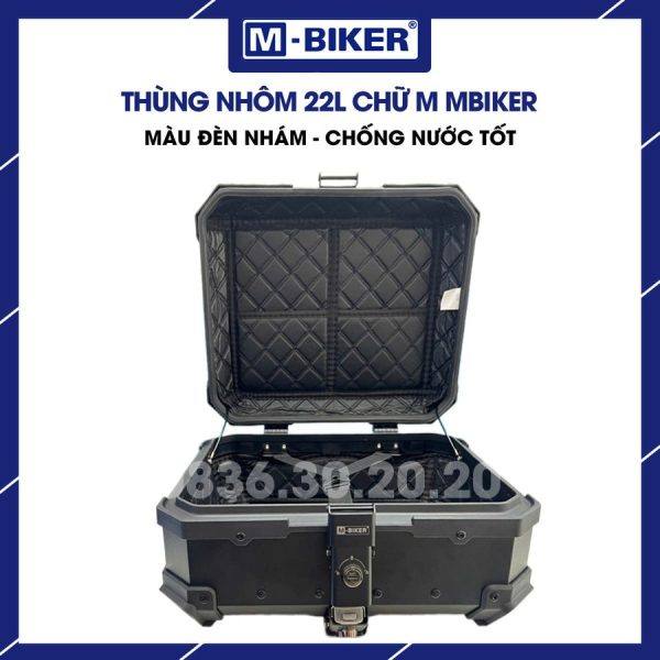 Thùng nhôm 22L chữ M MBiker gắn sau xe máy