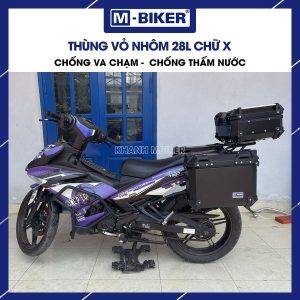 Thùng nhôm 28L gắn sau xe máy cốp đựng đồ chữ X