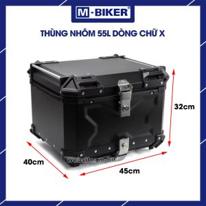 Thùng nhôm 55L chữ X M-Biker gắn xe máy