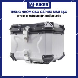 Thùng nhôm 55L màu đen chữ X M-Biker gắn xe máy
