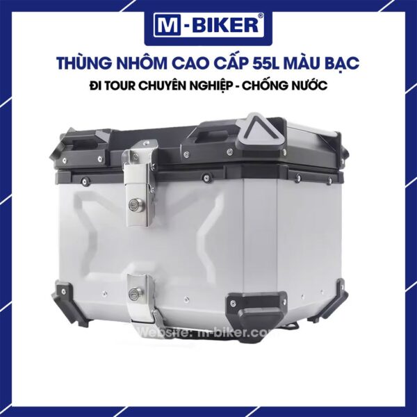 Thùng nhôm 55L màu đen chữ X M-Biker gắn xe máy