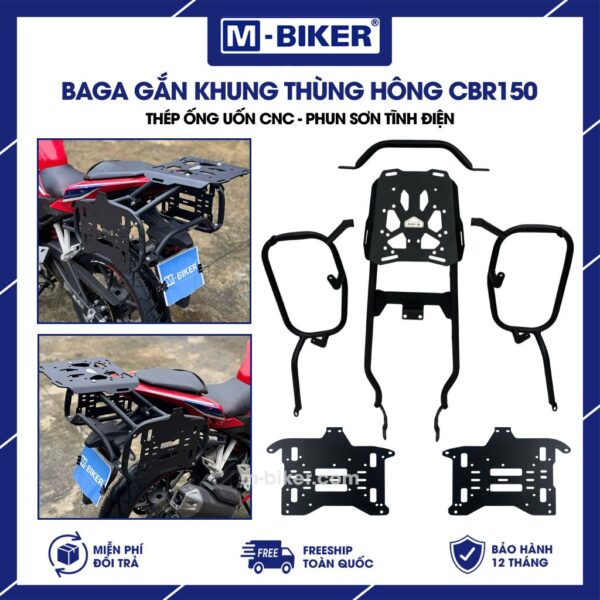 Baga CBR150 gắn thùng sau phun sơn tĩnh điện