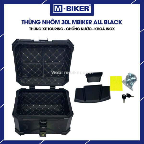 Thùng nhôm 30L full đen gắn sau xe máy