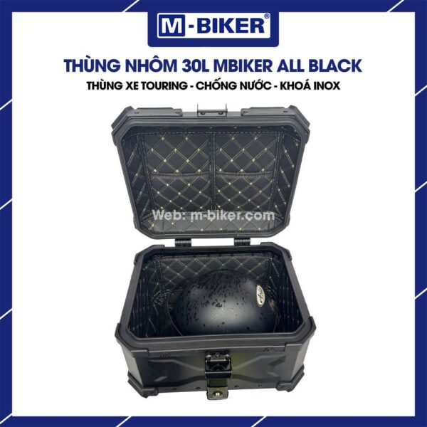 Thùng nhôm 30L full đen gắn sau xe máy