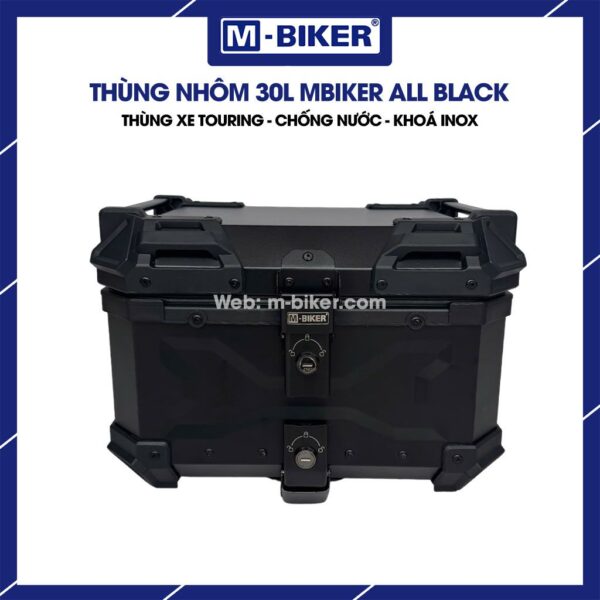 Thùng nhôm 30L full đen gắn sau xe máy