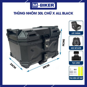 Thùng nhôm 30L full đen gắn sau xe máy