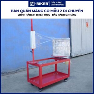 Bàn xoay quấn màng PE có bánh xe di chuyển
